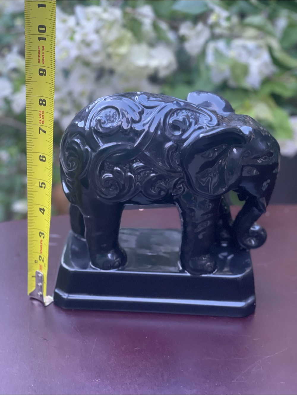 Black Porcelain Elephant Figurine - Decorative Home Art - Picture 5 of 6